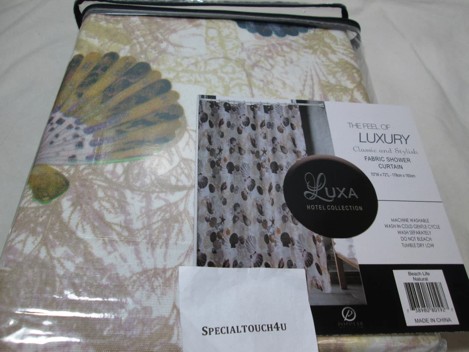 Parker Hotel Collection Beach Life Fabric Shower Curtain Ocean Seashell