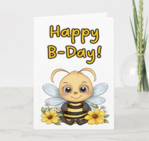 Happy B-day Birthday Card - 5.5" x 8.5" Greeting Card with Writing Space Inside - Picture 1 of 5