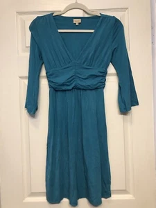 Ella Moss Damen V-Ausschnitt A-Linie Stretch Langarm blau Kleid Gr. S gebraucht, in einwandfreiem Zustand - Bild 1 von 5