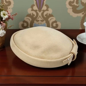 Vintage 50er Jahre Creme Wolle Cocktail Hut Merrimac Gardenie mit Perlen & Strass - Bild 1 von 10