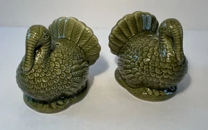 Shaker sale e pepe tacchino ceramica verde vintage, vacanze autunno ringraziamento - Foto 1 di 13