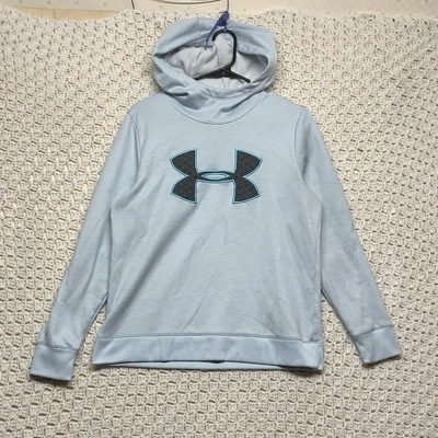 Under Armour Hoodie Fleece Sweatshirt  Women M Blue Big Logo Chest 1317891 - Image 1 of 4
