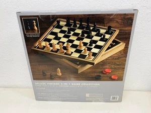 Colección de juegos 2 en 1 vintage de lujo: ajedrez y damas - Imagen 1 de 3