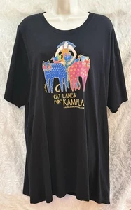 LAUREL BURCH Studios T-Shirt  CAT LADIES FOR KAMALA~Size XXL~S/S BLACK Cotton - Picture 1 of 4