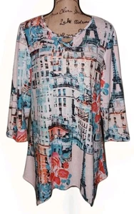 Onque Casual - Túnica tejida asimétrica con cuentas estampado Paris - Para mujer talla XL - Imagen 1 de 3