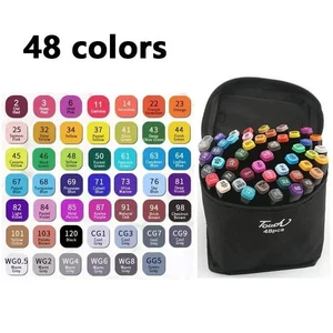 Juego de rotuladores/bolígrafos de colores diseño de pincel para dibujar bocetos con estuche de viaje negro - Imagen 1 de 6