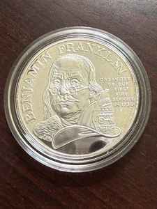 1993 Ben Franklin Firefighters Silver Medal Gem Proof - Original Government Pack - Picture 1 of 5
