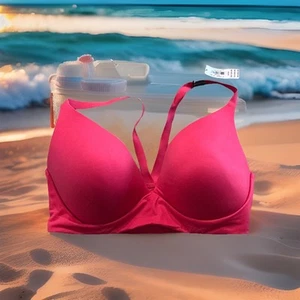 NWT Victoria’s Secret Lightly Lined Plunge Racerback Bra Coral Red 36DD - Picture 1 of 5