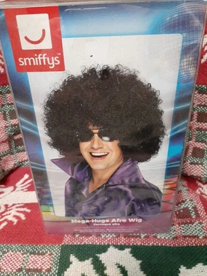 Peluca afro funky negra de los 70 años 70 80 años 80 para hombre y mujer de Smiffys Foto 1 de 3