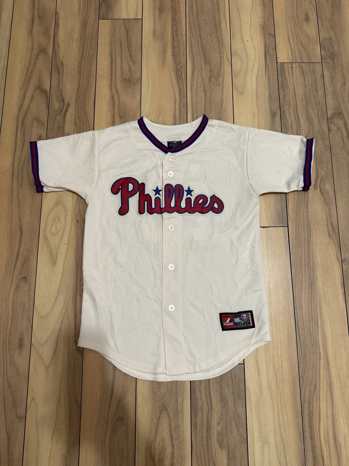 Vintage Philadelphia Phillies Jersey Youth Medium Majestic MLB Baseball - Image 1 of 4