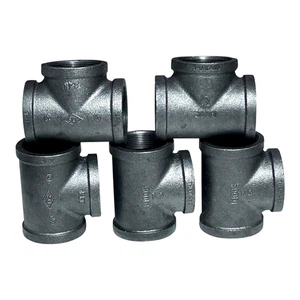 (5) Malleable Black Iron Tee, 2 in x 2 in x 2 in Female NPT Class 300 Pipe 1LBX9 - Picture 1 of 3