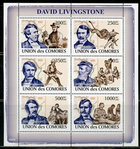 COMOROS DAVID LIVINGSTONE MINIATURE SHEET & SOUVENIR SHEET MINT NEVER HINGED - Picture 1 of 2