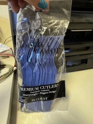 Navy Blue Premium Cutlery Plastic Forks 24ct. Party Supply New!!! - Image 1 of 2