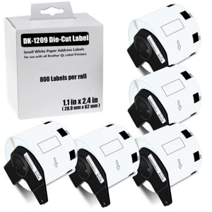 5Rolls 1-1/7" x 2-3/7" Small Address Tape DK-1209 for Brother QL Labels Printer - Picture 1 of 12