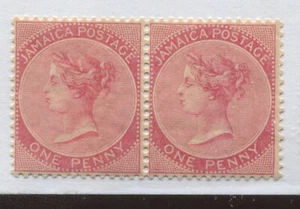 Jamaica QV 1885 1d rose pair mint o.g. hinged - Picture 1 of 1