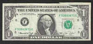 1974 $1 Small Size $1 Federal Reserve Notes 1908-F Not certified - Picture 1 of 2