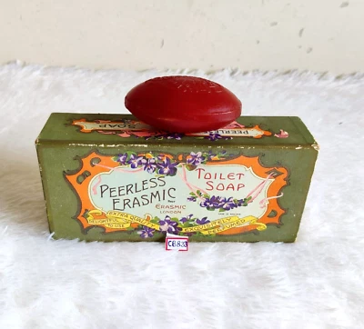 1930er Vintage Peerless Erasmic Seife Werbung Mit Pappschachtel London CB833 - Bild 1 von 4