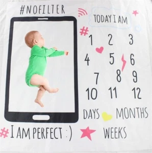 Newborn Baby Monthly Growth Photo Milestone Blanket Photography Background Props - Picture 1 of 12
