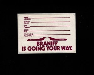 Airline Memorabilia Branniff Air Line Baggage Label Unused Obsolete - Picture 1 of 2