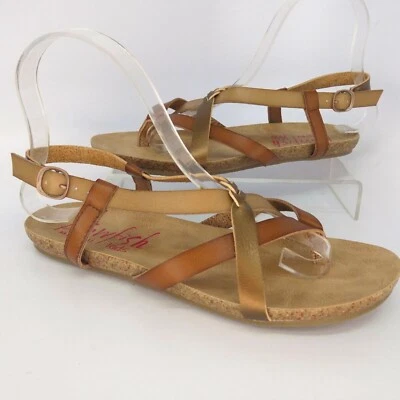 NEW! Blowfish Granola Fisherman Youth Girls Strappy Brown-Gold Sandals Size 5.0 - Image 1 of 4