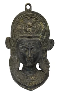Vintage Messing Bronze Hindu Diety Maske Wandbehang - Bild 1 von 5