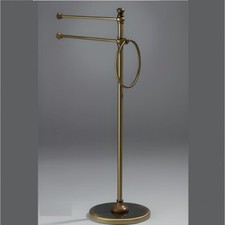 Piantana lavabo porta asciugamani ottone bronzato e legno amalfi