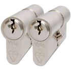 Door Cylinder Lock Keyed Alike YALE Pair uPVC Anti Bump Nickel 40/45 & 7 Keys