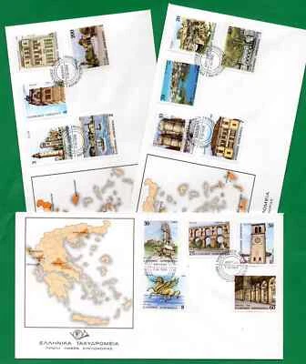 Greek Capitals 1988, Mytilene Sparti Rhodes Athens Corfu Corinthos Lamia, 3 FDCs - Image 1 of 4
