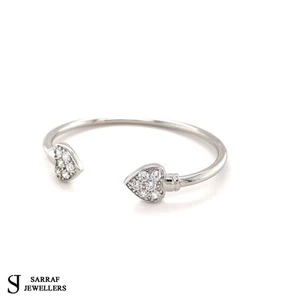 Brazalete de plata esterlina para bebés de doble corazón Cz Torq, brazalete de torsión para niños - Imagen 1 de 9