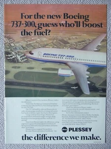 2/1983 PUB PLESSEY AEROSPACE BOEING 737-300 FUEL SYSTEMS ORIGINAL AD - Picture 1 of 1
