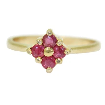 Stunning Ruby 9ct Yellow Gold Cluster ring size N ~ 6 3/4 - Image 1 of 4
