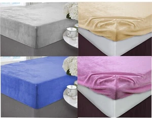 Teddy Bear Fleece Fitted Sheet Extra Deep Bed Sheets Coral Mattress Covers - Picture 1 of 9