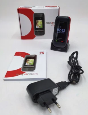 Seniorenhandy Klapphandy ohne Vertrag 2,4 Zoll Display Rot Schwarz EmporiaOne - Bild 1 von 4