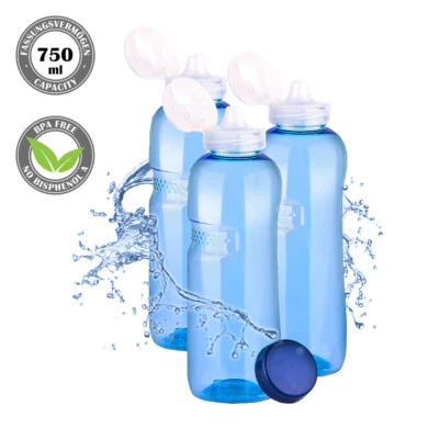3 Stück Tritan Trinkflasche 750ml + Sportdeckel BPA frei Flasche Wasser 3PCS - Bild 1 von 4
