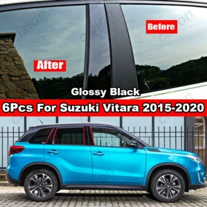 6Pcs Black Car Door Window Center BC Pillar Post Trim Cover For Suzuki Vitara - Bild 1 von 9