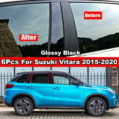 6Pcs Black Car Door Window Center BC Pillar Post Trim Cover For Suzuki Vitara - Image 1 of 4