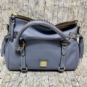 NWT Dooney & Bourke Leather Small Satchel Handbag Dusty Blue Retail $368