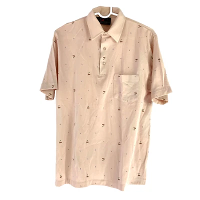 Polo de golf vintage años 90 Robert Bruce algodón donde cuenta estampado Preppy tostado grande Foto 1 de 4