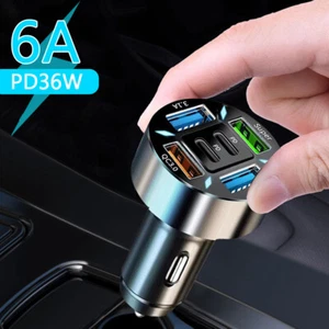 Cargador de teléfono de coche USB de 1 pieza de 6 puertos tipo C QC3.0 adaptador de carga rápida accesorios - Imagen 1 de 11