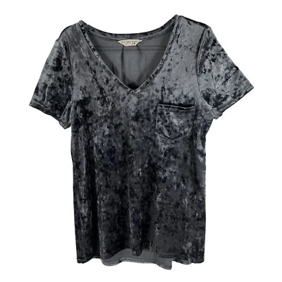 Spring + Mercer Womens Velvet Legging Tee Gray Short Sleeve Top  M LagenLook - Image 1 of 4