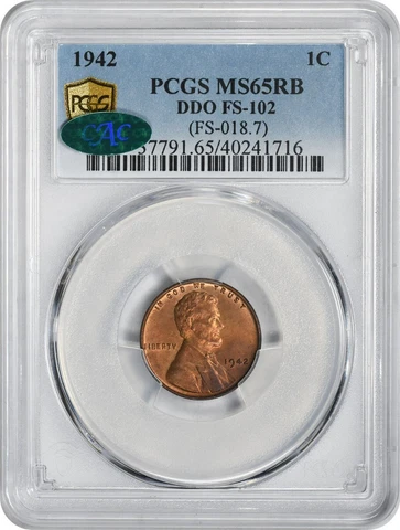 1942 Lincoln Cent DDO FS-102 MS65RB PCGS (CAC) Cover