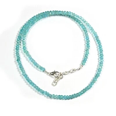 Collar de 18" con cuentas de piedras preciosas de aguamarina azul natural de 3-4 mm para mujer joyería regalo Foto 1 de 4