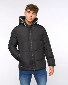 Crosshatch hochwertige Bomberjacke mit Kapuze Box mit Reißverschluss schwarz UVP 60€ - Bild 1 von 8