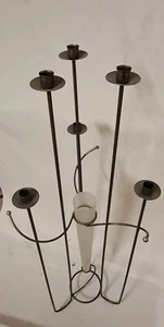 Kerzenständer Metall für 6 Kerzen und ein Glaseinsatz für Trockenblumen. - Bild 1 von 2