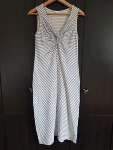 White Stuff Sleeveless Midi Dress Size 10 White Blue Stripe - Picture 1 of 6