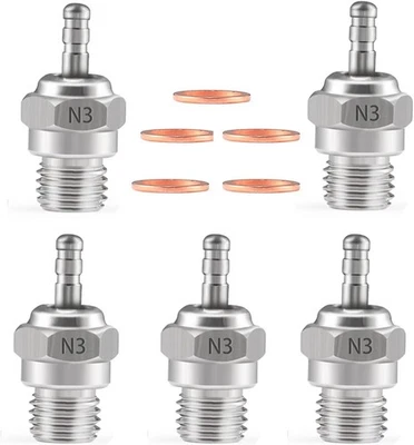 N3 Hot Spark Glow Plug for RC Nitro Engines Car Truck Buggy Pack of 5, Spark...  - Image 1 of 4
