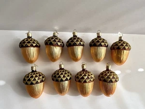 "9 grandes adornos navideños de bellota de vidrio navideño del Viejo Mundo de 3,25"" de largo **LEER" - Imagen 1 de 13