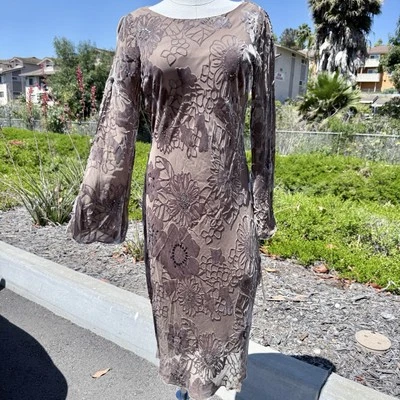 Adrianna Papell Silk Velvet Dress Sz 10 Floral Sequins Split Sleeve Evening NEW - Image 1 of 4