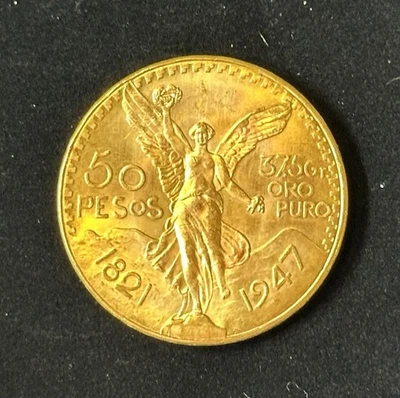 Moneda de 50 pesos de oro Centenaro mexicano 1947 oro amarillo sólido 22k, oro centenario Foto 1 de 4