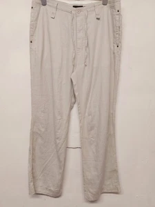 NEXT Mens Linen Trousers Size 38 Grey Wide Straight Leg 32 - Picture 1 of 7